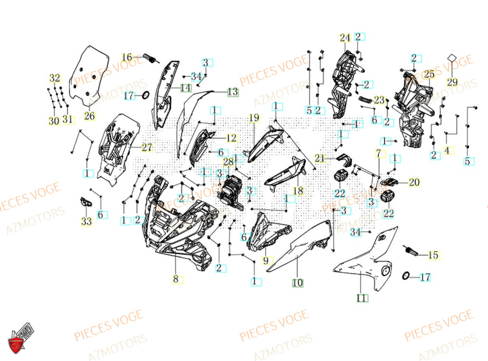 Carenage Avant AZMOTORS Pièces Voge SR450X EURO 5+