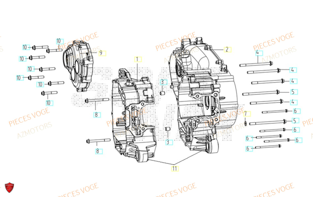 Carter Moteur AZMOTORS Pièces Voge SR450X EURO 5+
