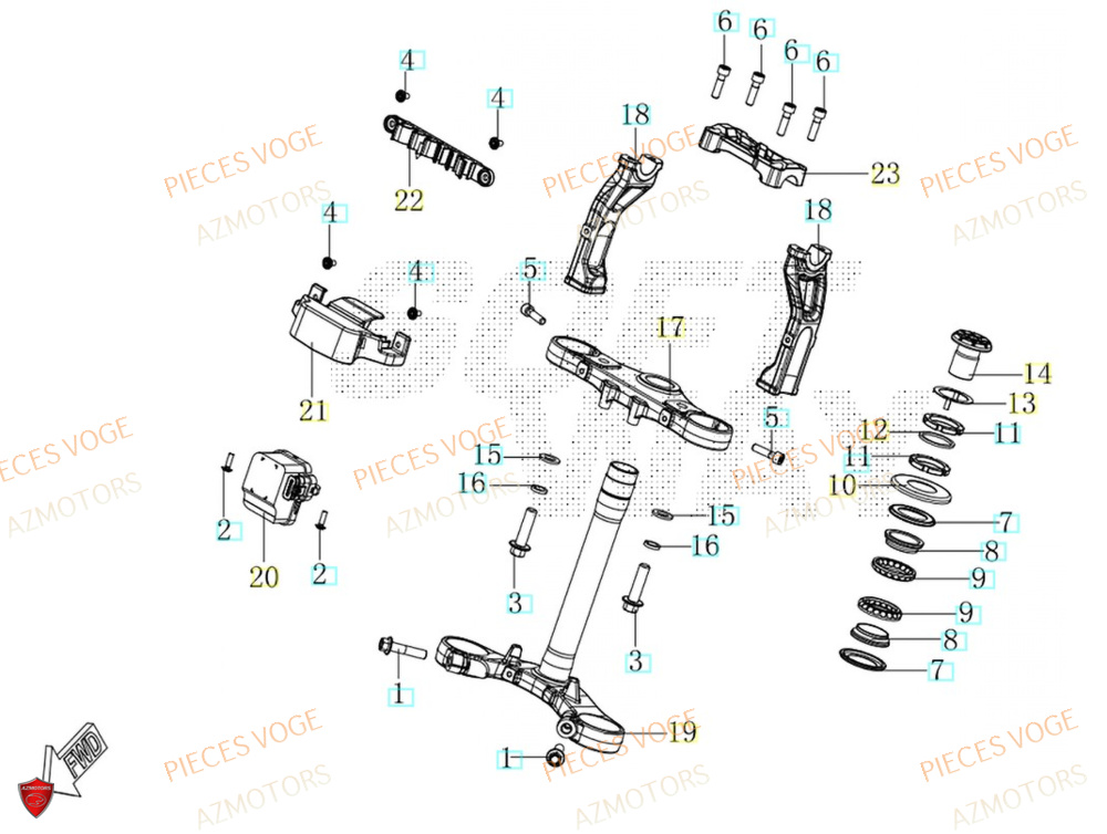 Colonne De Direction AZMOTORS Pièces Voge SR450X EURO 5+