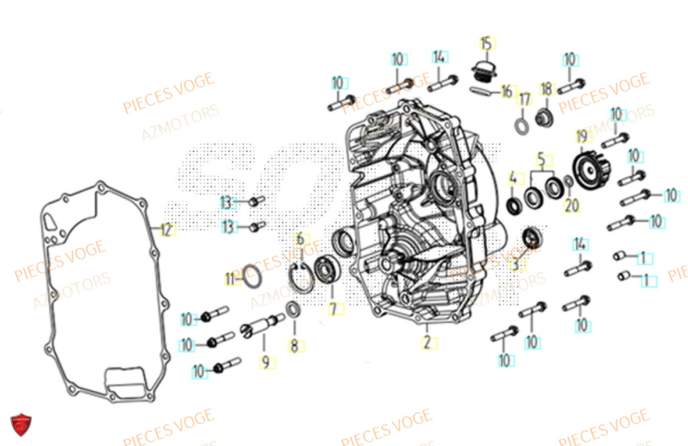 Couvre Carter Droit AZMOTORS Pièces Voge SR450X EURO 5+