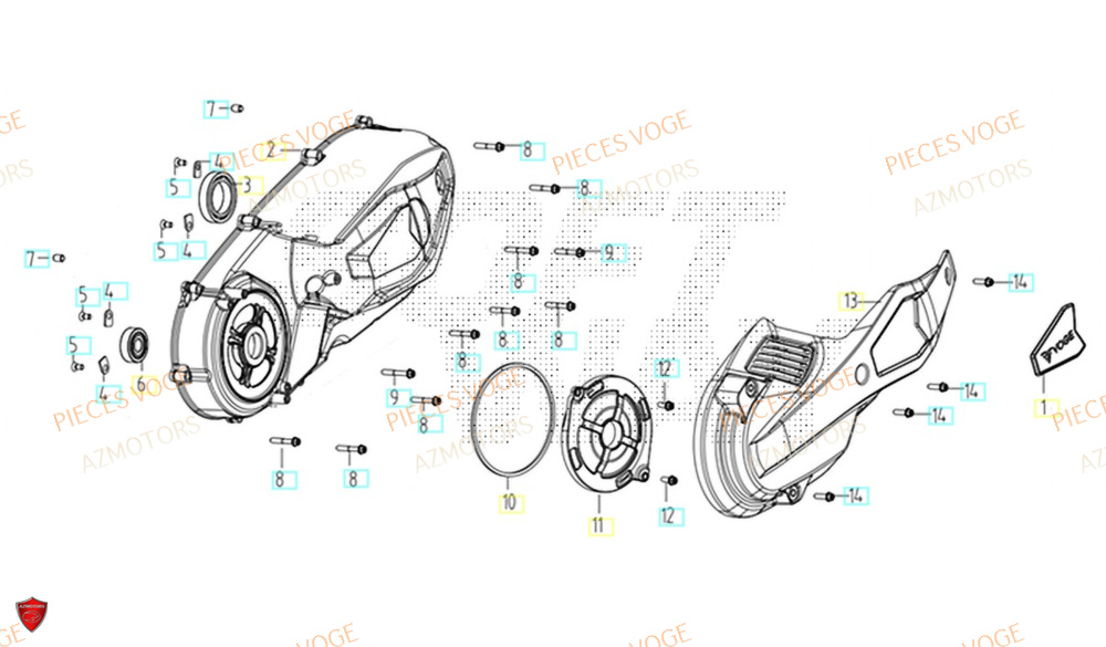 Couvre Carter Gauche AZMOTORS Pièces Voge SR450X EURO 5+