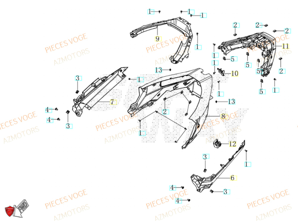 Feu Arriere AZMOTORS Pièces Voge SR450X EURO 5+