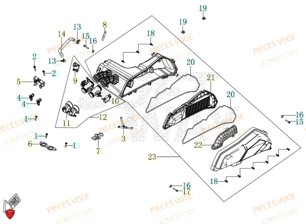 Filtre A Air AZMOTORS Pièces Voge SR450X EURO 5+
