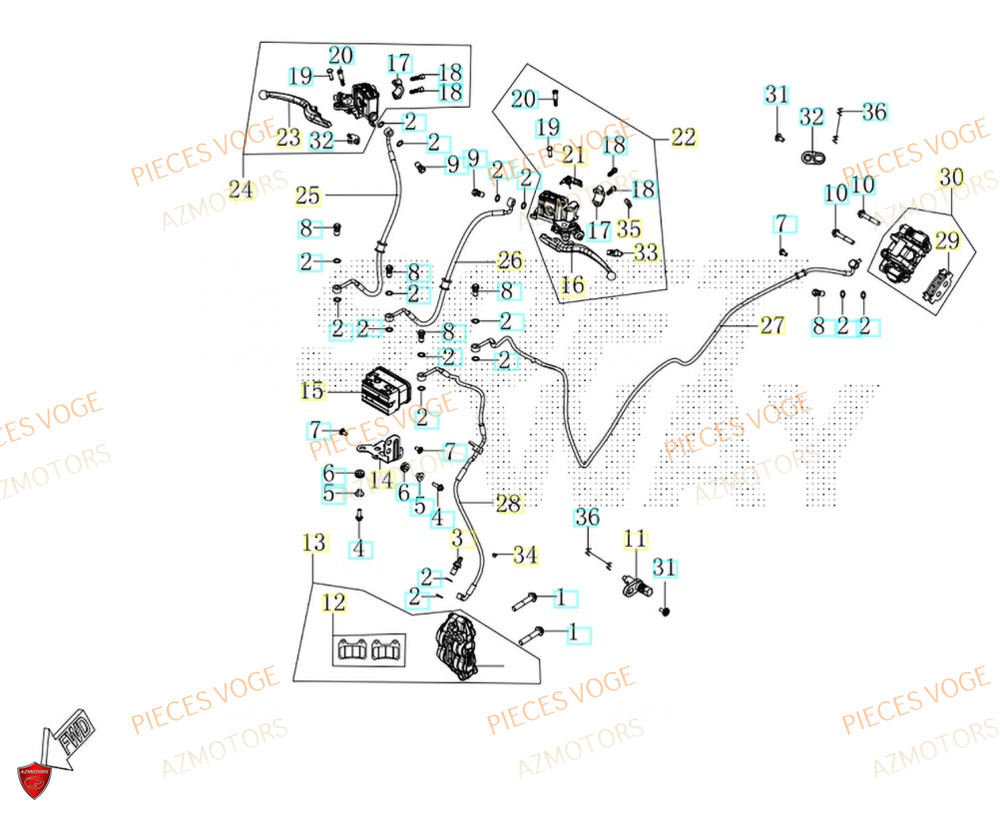 Freins AZMOTORS Pièces Voge SR450X EURO 5+