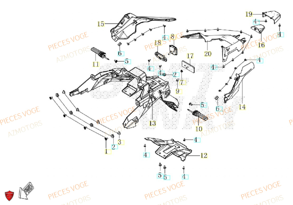 Garde Boue Arriere AZMOTORS Pièces Voge SR450X EURO 5+