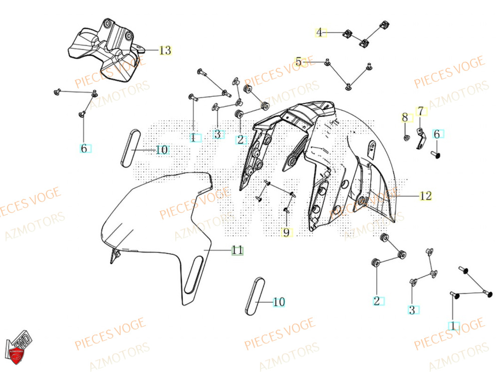 Garde Boue Avant AZMOTORS Pièces Voge SR450X EURO 5+