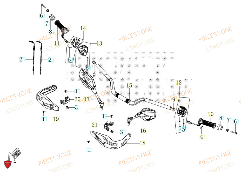 Guidon AZMOTORS Pièces Voge SR450X EURO 5+