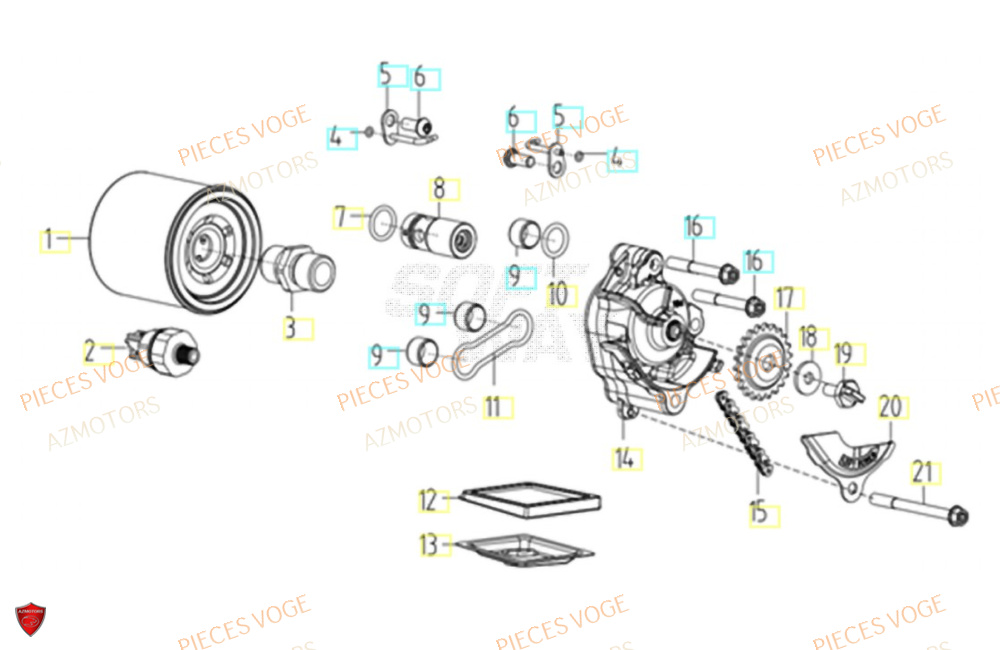 Pompe A Huile AZMOTORS Pièces Voge SR450X EURO 5+