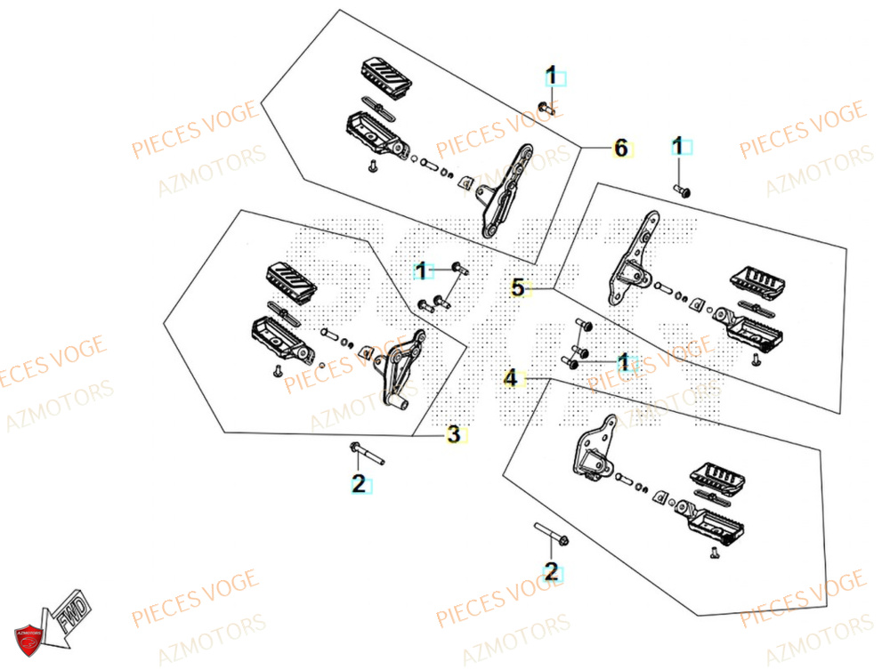 Repose Pied Arriere AZMOTORS Pièces Voge SR450X EURO 5+