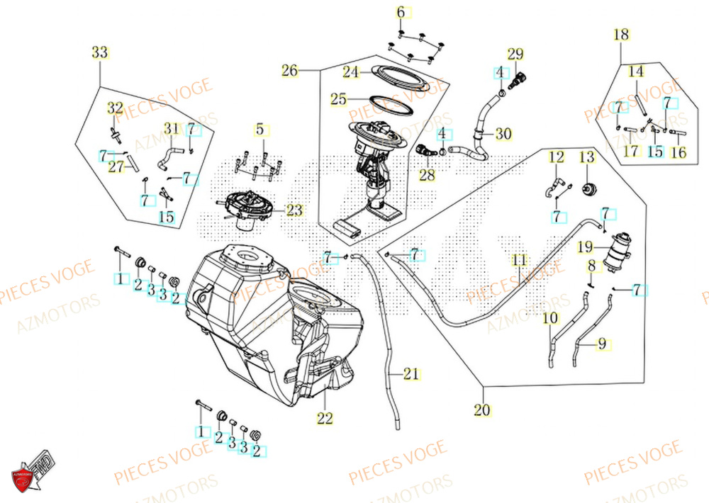 Reservoir AZMOTORS Pièces Voge SR450X EURO 5+