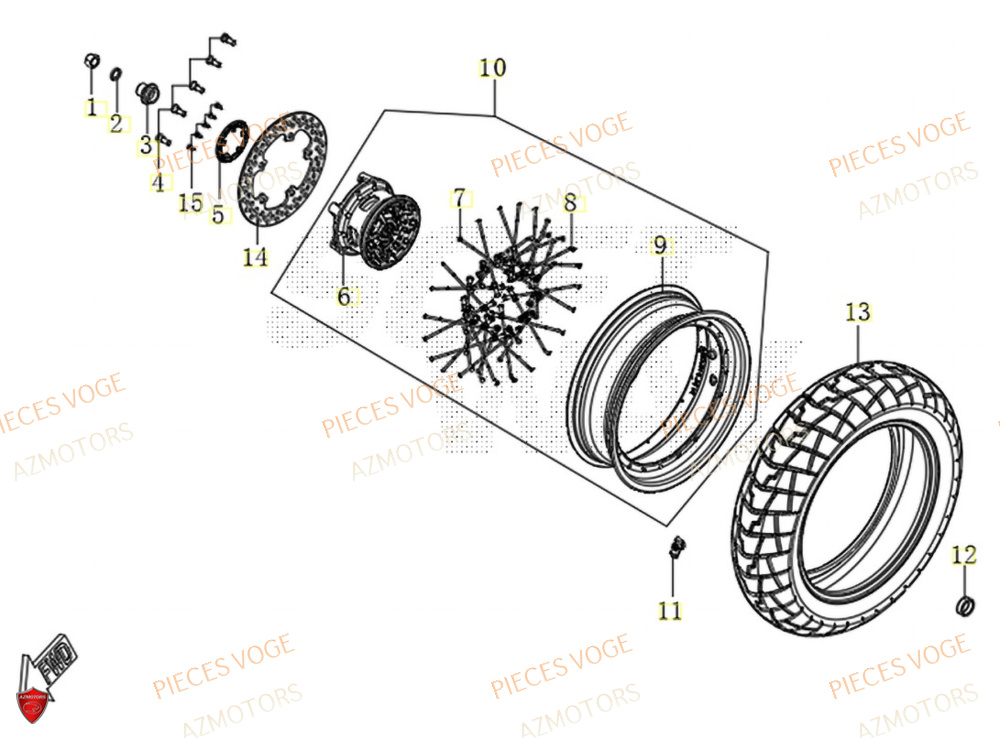 Roue Arriere AZMOTORS Pièces Voge SR450X EURO 5+