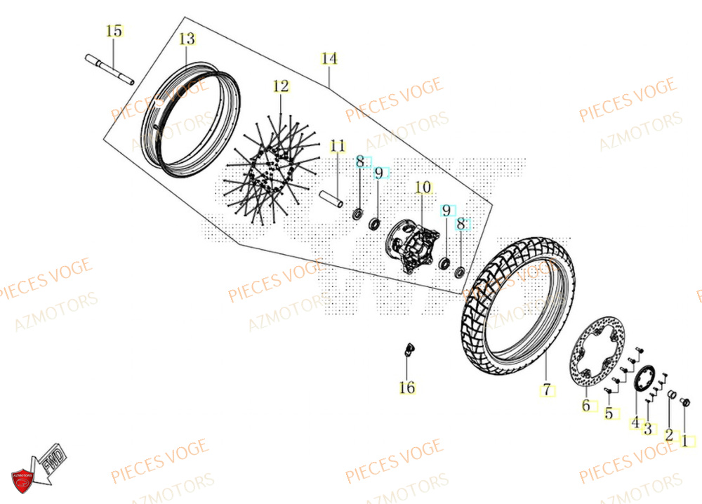 Roue Avant AZMOTORS Pièces Voge SR450X EURO 5+