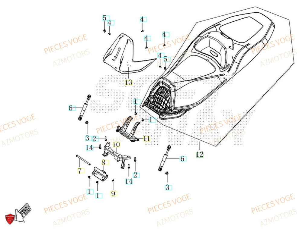 Selle AZMOTORS Pièces Voge SR450X EURO 5+