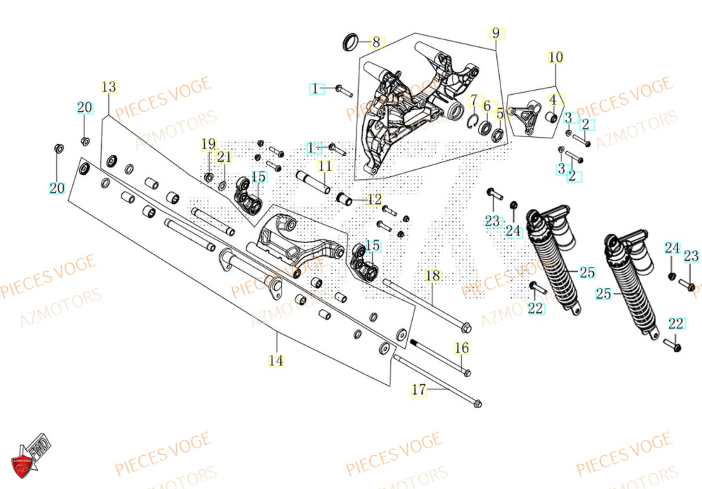 Train Arriere AZMOTORS Pièces Voge SR450X EURO 5+