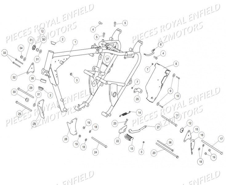 CADRE_1 ROYAL ENFIELD Pieces ROYAL ENFIELD CLASSIC 500 STEALTH BLACK MAT(E4)(2017-2019)