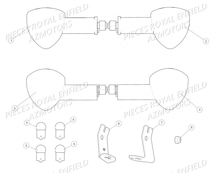 Clignotants ROYAL ENFIELD Pieces ROYAL ENFIELD CLASSIC 500 STEALTH BLACK MAT(E4)(2017-2019)

