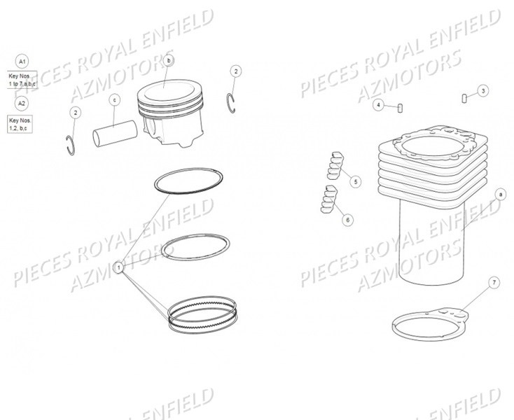 Cylindre Piston ROYAL ENFIELD Pieces ROYAL ENFIELD CLASSIC 500 STEALTH BLACK MAT(E4)(2017-2019)

