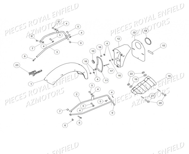 Garde Boue Arriere ROYAL ENFIELD Pieces ROYAL ENFIELD CLASSIC 500 STEALTH BLACK MAT(E4)(2017-2019)

