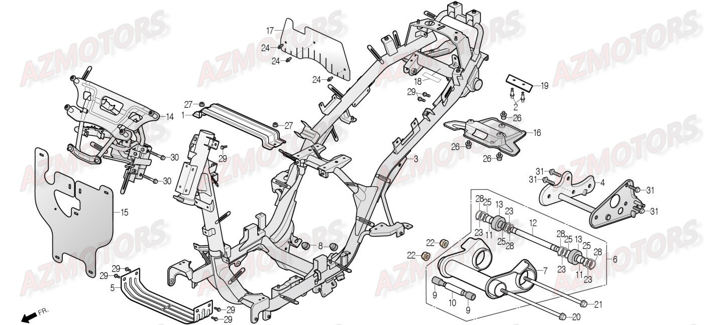Cadre Et Chassis DAELIM Pieces Scooter DAELIM Steezer 125cc CBS