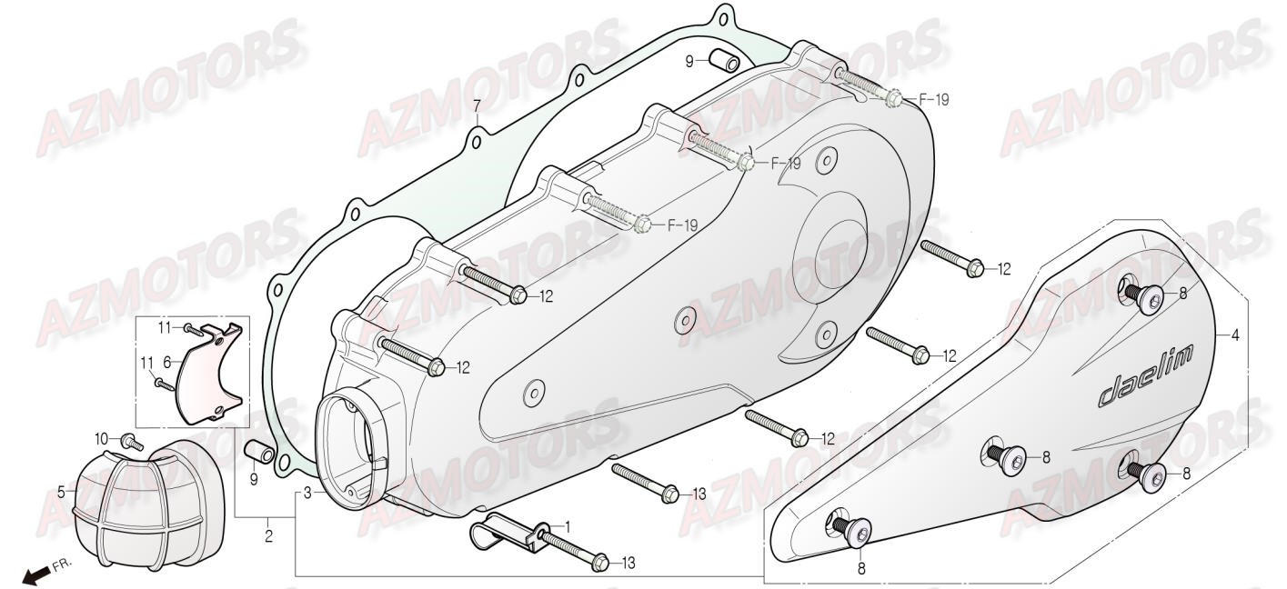 Couvercle Carter Gauche DAELIM Pieces Scooter DAELIM Steezer 125cc CBS
