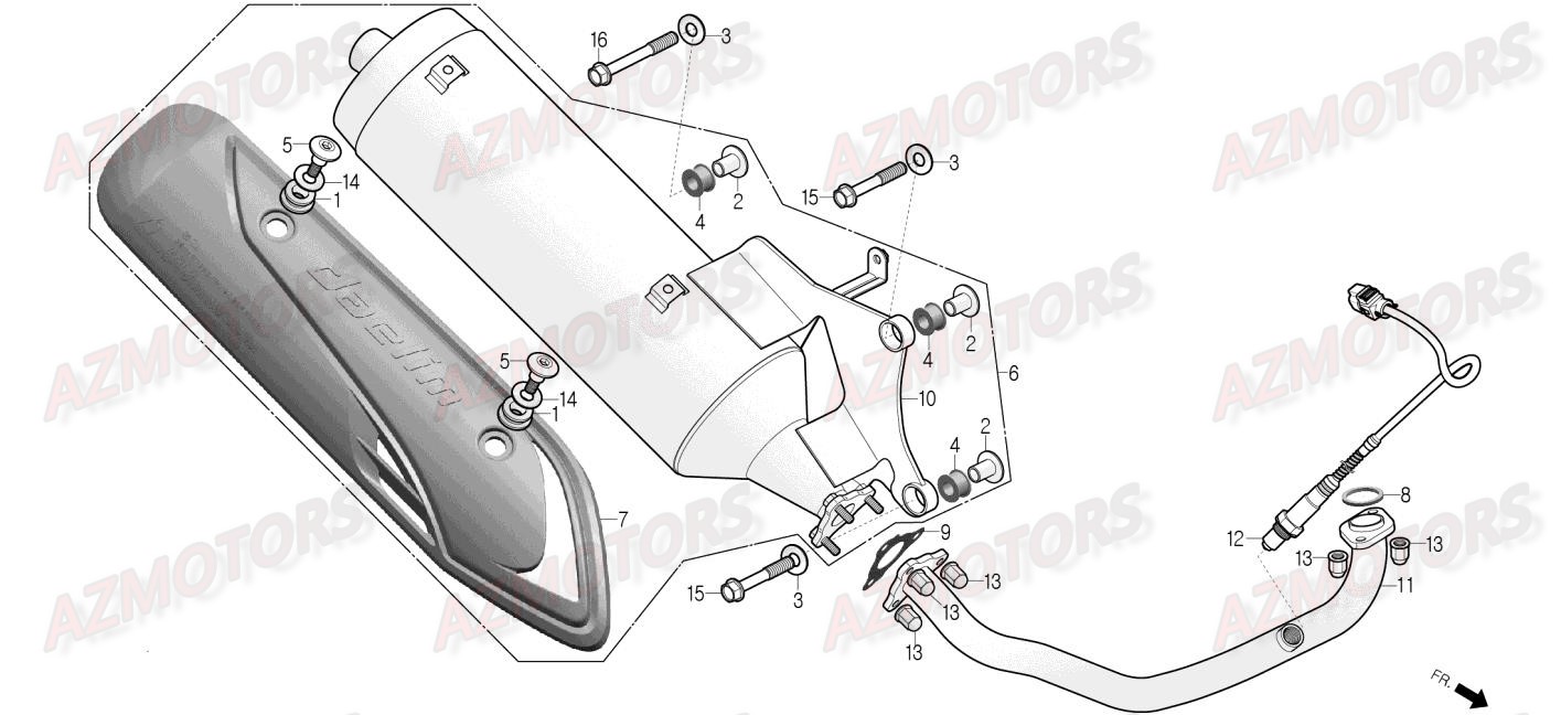 Echappement DAELIM Pieces Scooter DAELIM Steezer 125cc CBS