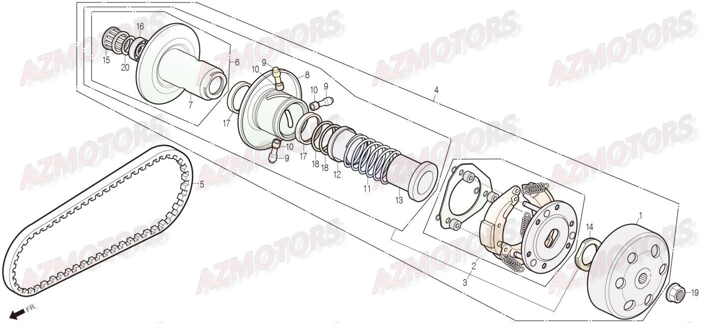 Embrayage DAELIM Pieces Scooter DAELIM Steezer 125cc CBS