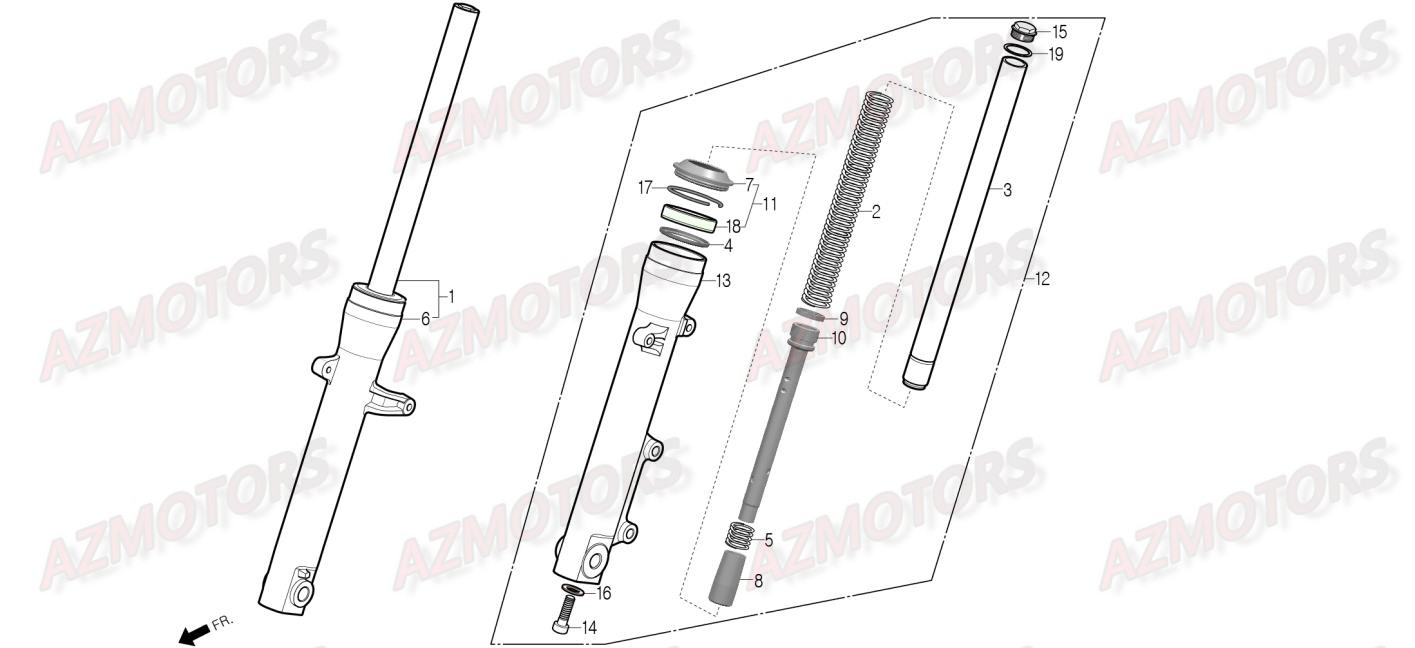 Fourche DAELIM Pieces Scooter DAELIM Steezer 125cc CBS