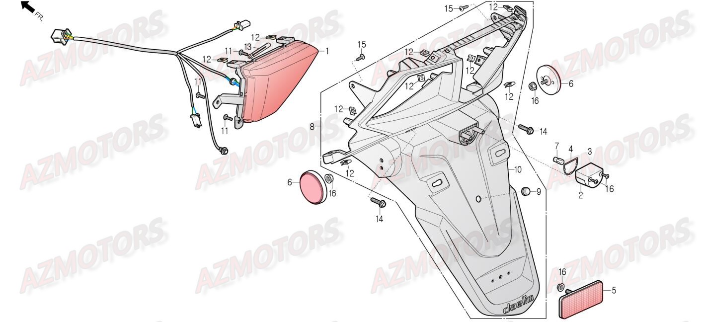 Garde Boue Arriere DAELIM Pieces Scooter DAELIM Steezer 125cc CBS