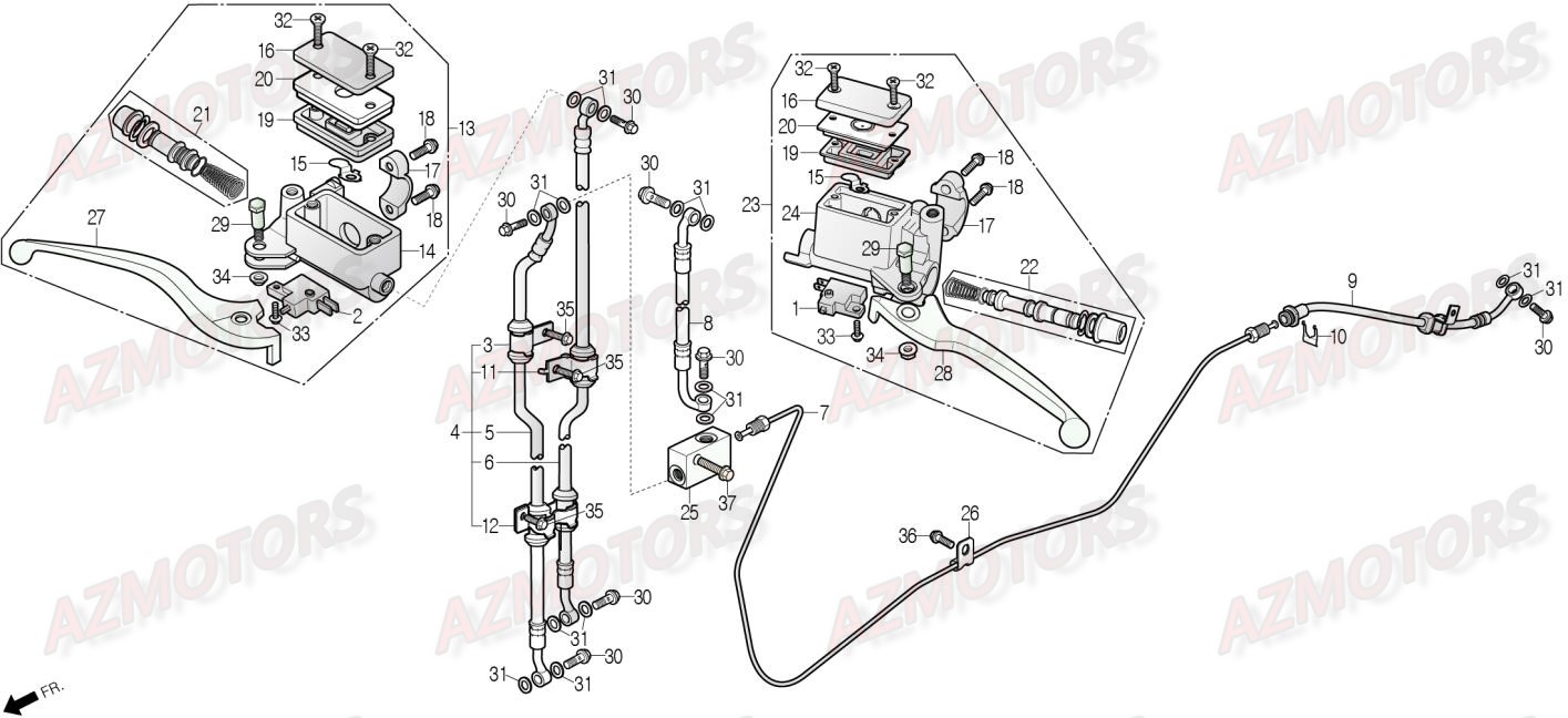 Maitre Cylindre De Frein Avant DAELIM Pieces Scooter DAELIM Steezer 125cc CBS