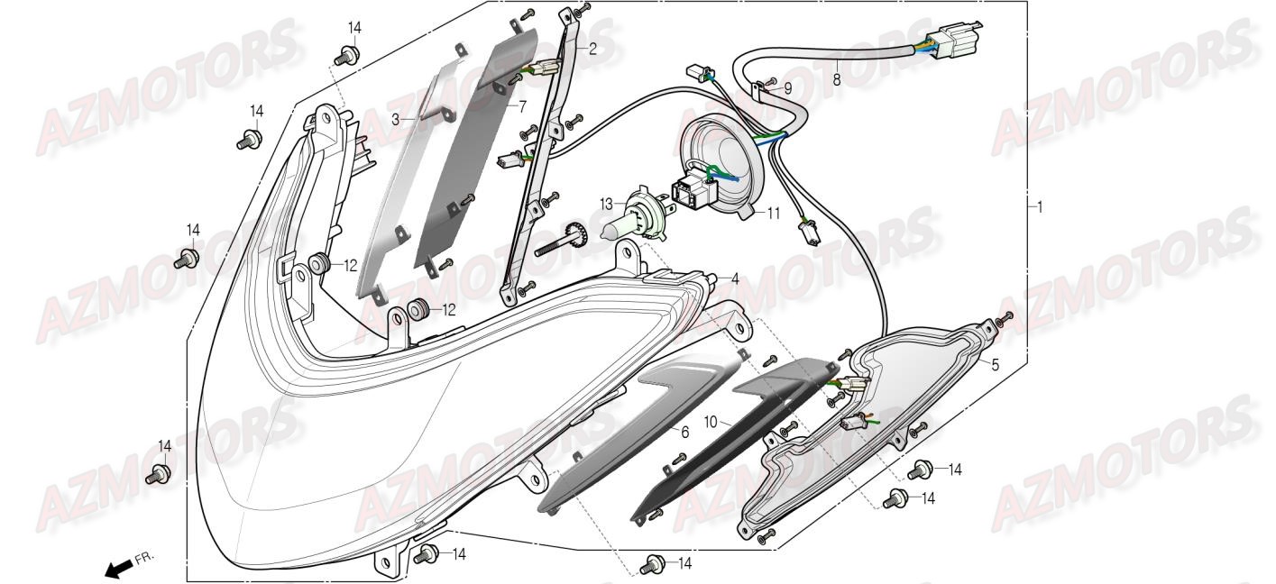 Optique De Phare DAELIM Pieces Scooter DAELIM Steezer 125cc CBS