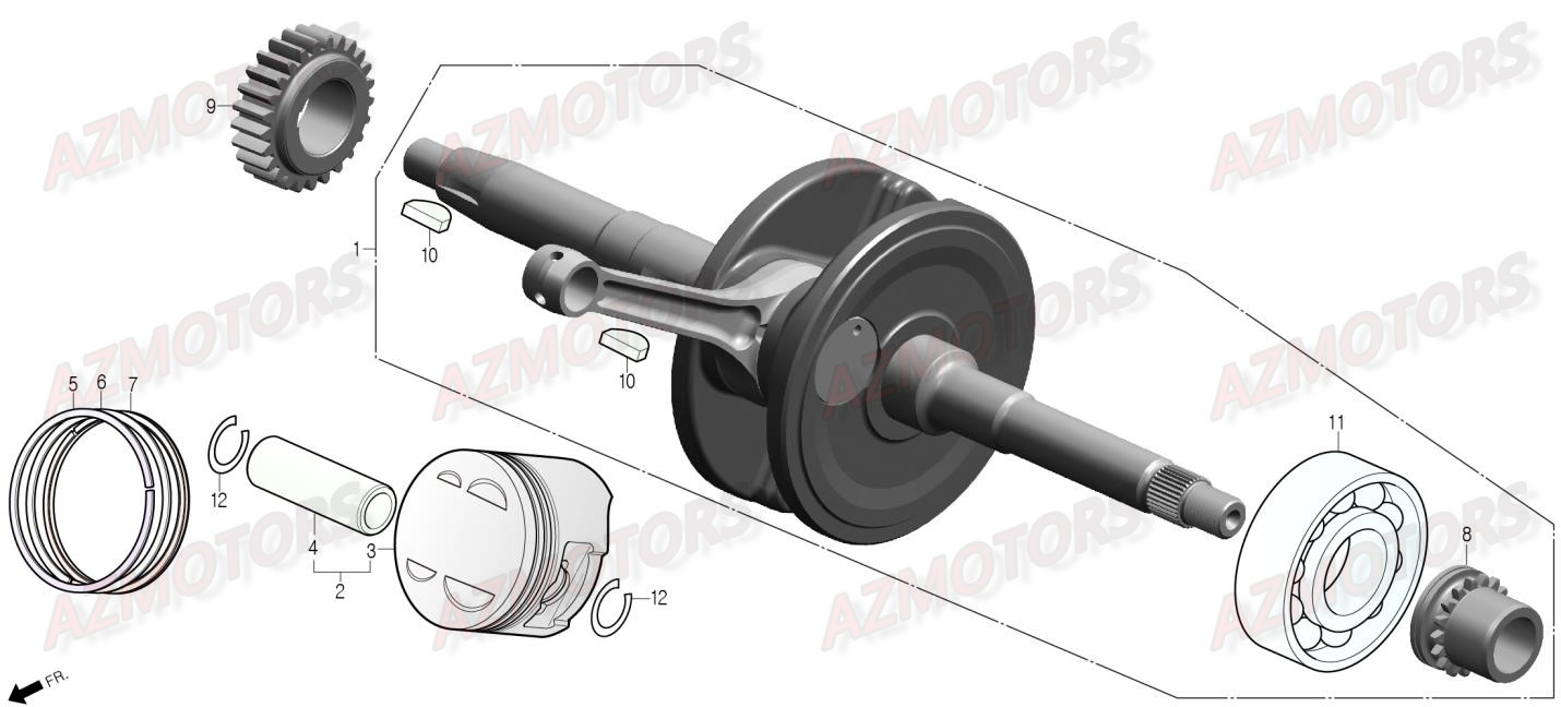 Piston Vilebrequin DAELIM Pieces Scooter DAELIM Steezer 125cc CBS