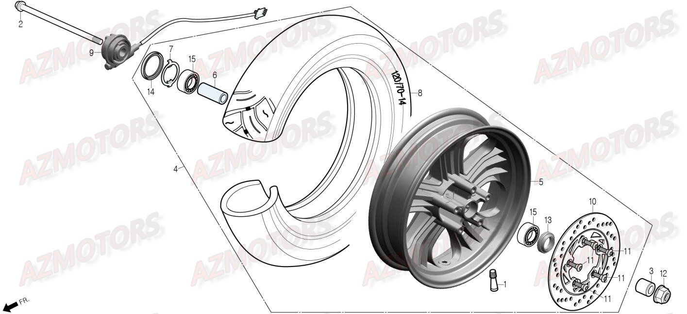Roue Avant DAELIM Pieces Scooter DAELIM Steezer 125cc CBS