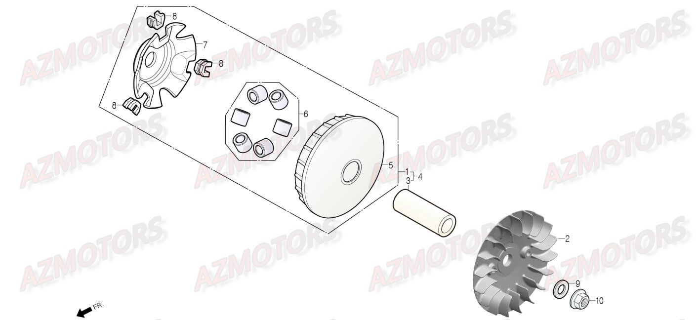Variateur DAELIM Pieces Scooter DAELIM Steezer 125cc CBS
