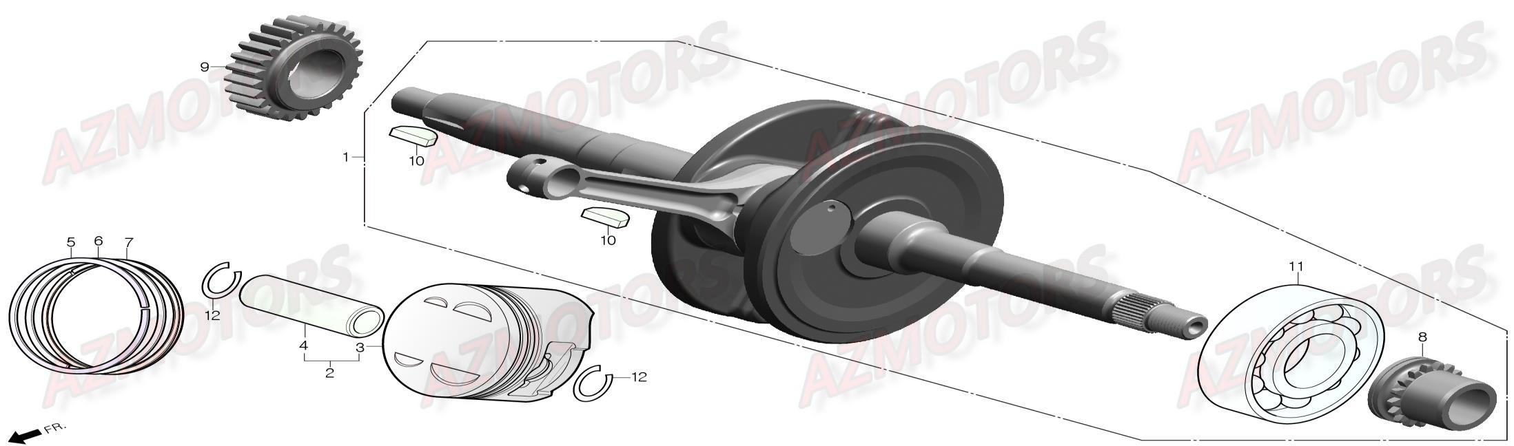 Piston Vilebrequin DAELIM Pieces Scooter DAELIM Steezer S 125 CBS (2016)