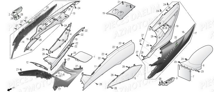 Carenages DAELIM Pieces Scooter DAELIM Steezer S 125 ABS EU 4