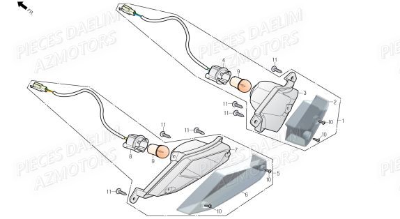 Clignotant Arriere DAELIM Pieces Scooter DAELIM Steezer S 125 ABS EU 4