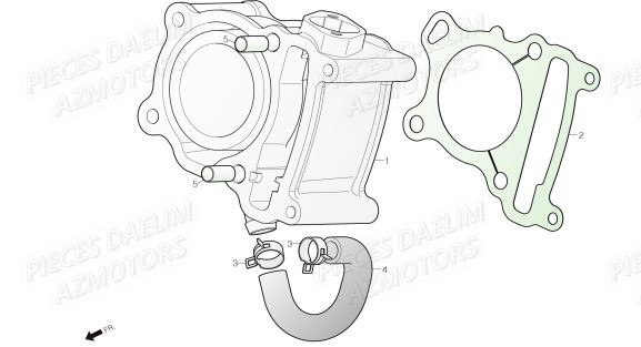 Cylindre DAELIM Pieces Scooter DAELIM Steezer S 125 ABS EU 4