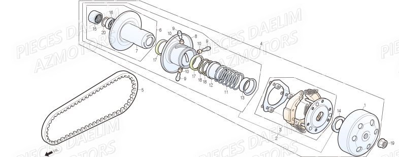 Embrayage DAELIM Pieces Scooter DAELIM Steezer S 125 ABS EU 4
