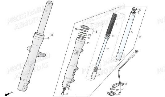 Fourche DAELIM Pieces Scooter DAELIM Steezer S 125 ABS EU 4