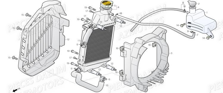 Radiateur DAELIM Pieces Scooter DAELIM Steezer S 125 ABS EU 4