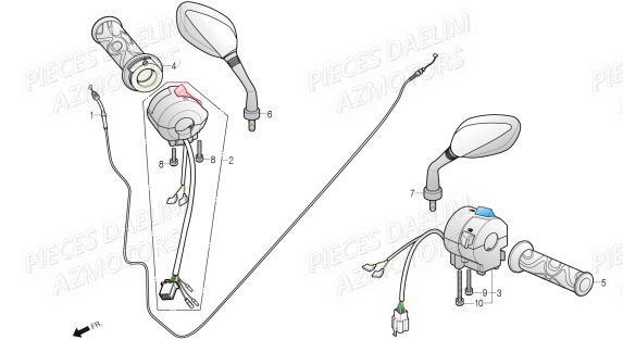 Retroviseur DAELIM Pieces Scooter DAELIM Steezer S 125 ABS EU 4
