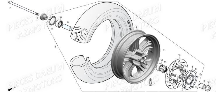 Roue Avant DAELIM Pieces Scooter DAELIM Steezer S 125 ABS EU 4
