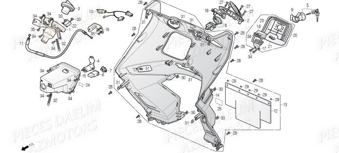 Tablier DAELIM Pieces Scooter DAELIM Steezer S 125 ABS EU 4