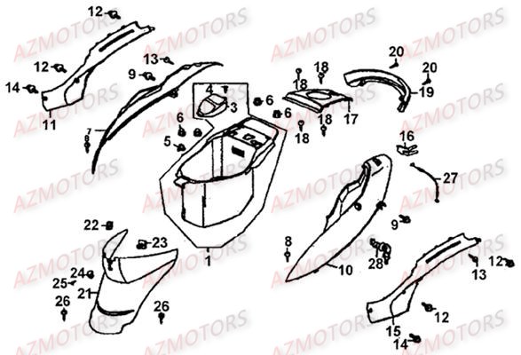 Carrosserie Arriere LINHAI Pièces Scooter STREETSTAR 50cc