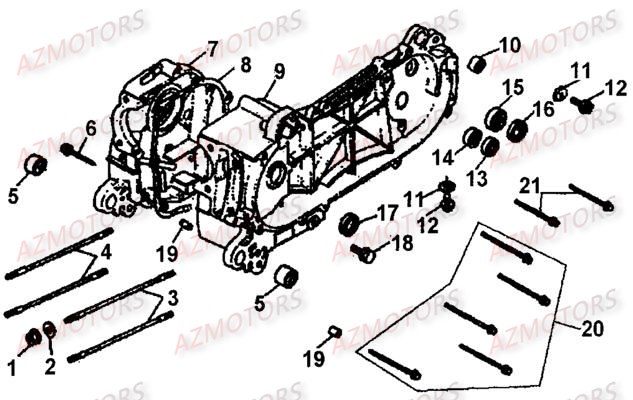 ENSEMBLE_CARTER_MOTEUR LINHAI Pièces Scooter STREETSTAR 50cc