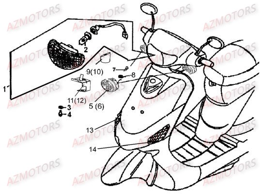 Phare Avant LINHAI Pièces Scooter STREETSTAR 50cc