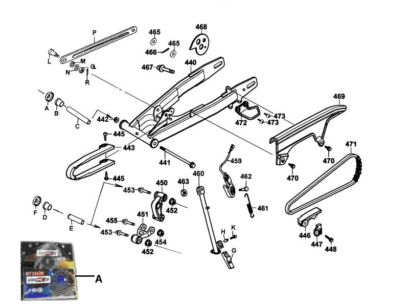 BRAS OSCILLANT   BEQUILLE ET BIELLETTES KYMCO STRYKER125