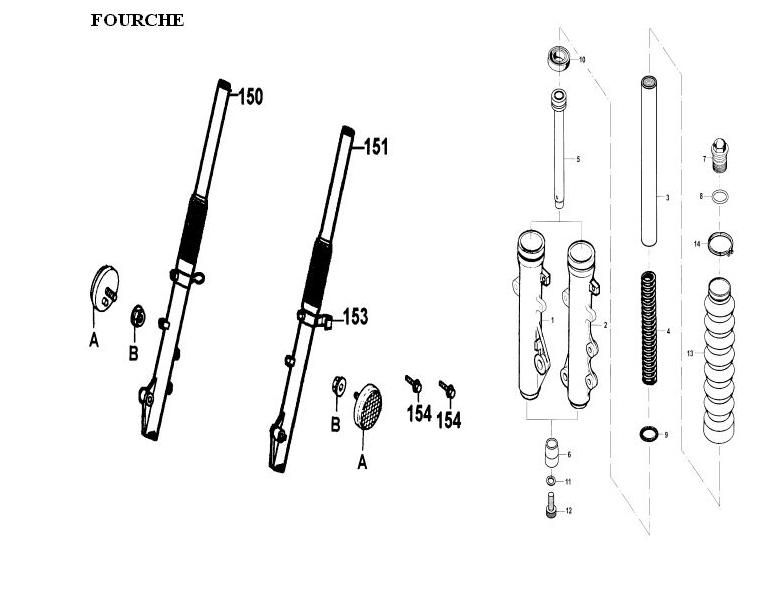 FOURCHE pièces KYMCO neuves Pièces Moto Kymco STRYKER 125 4T