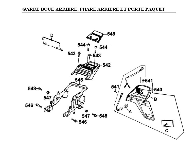 GARDE BOUE ARRIERE - PHARE ARRIERE - PORTE PAQUET pour STRYKER125