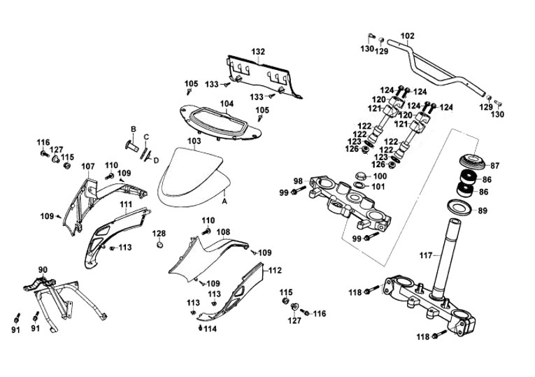 TE DE FOURCHE - GUIDON pour STRYKER125